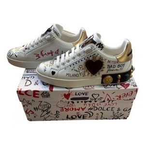 DOLCE & GABBANA Portofino Leather Low Sneakers